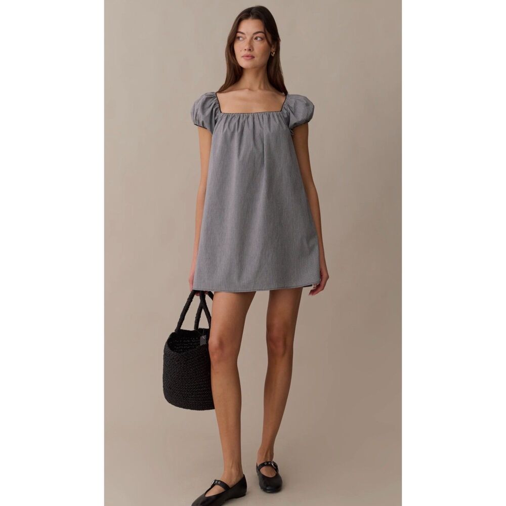 Few Moda kourt Nya Black White Checkered Mini Dress Women's L NWT